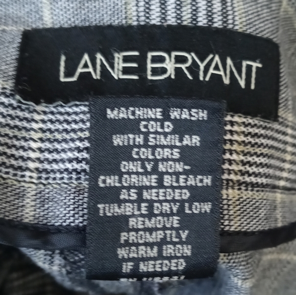 Lane Bryant Gray Plaid Womens Wide Leg Trousers Button up Zip Closure Size 24 - Picture 6 of 7